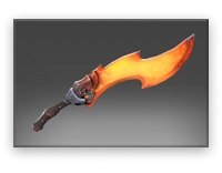 Duży miecz do Dota 2 z ognistym ostrzem świecącym w pomarańczowych i czerwonych tonach.